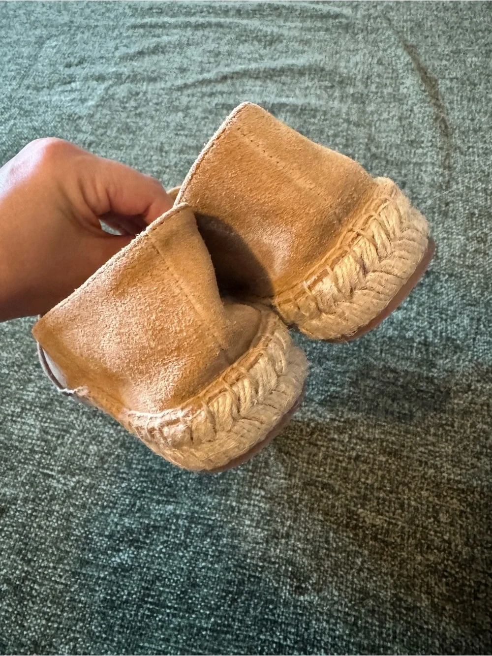 Talbots Hadley Chain Suede Platform Espadrilles Light Toffee Size 7.5